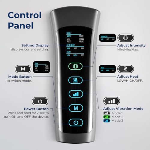 SereneLife Air Compression Leg Massager, Full Leg Massager with Heat and Compression, Ice Pack, Portable and Adjustable with 6 Modes 3 Vibrations 3 Intensities, 11 Airbags for Thigh Calf Foot Massage