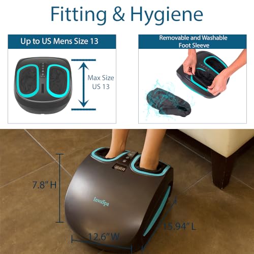InvoSpa Shiatsu Foot Massager Machine with Heat - Electric Deep Kneading Heated Foot Massage - Spa Feet Massager for Neuropathy and Plantar Fasciitis