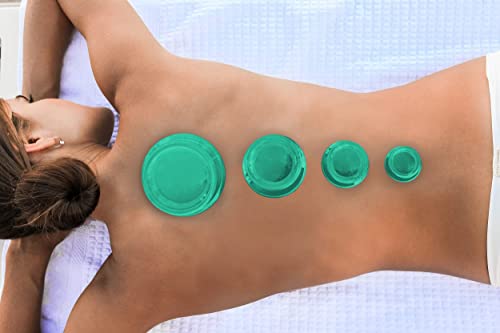 Silicone Cupping Therapy Set Professional Massage Cupping Cups for Cupping Therapy 4 Cup Kit for Massage, Myofascial Release, Cellulite Reduction (Lure Green)