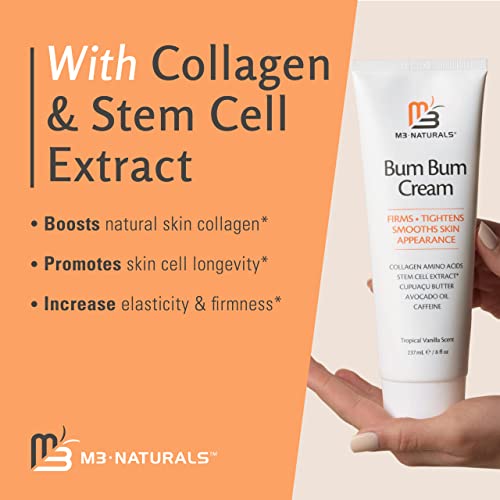 Bum Bum Cream with Lemon Vanilla Scent, 2-in-1 Skin Care Cellulite Treatment & Massage Lotion, Non-Greasy Skin Tightening for Firm Butt, Belly, and Thighs with Cupuaçu, Collagen, and Caffeine, 8 Fl Oz