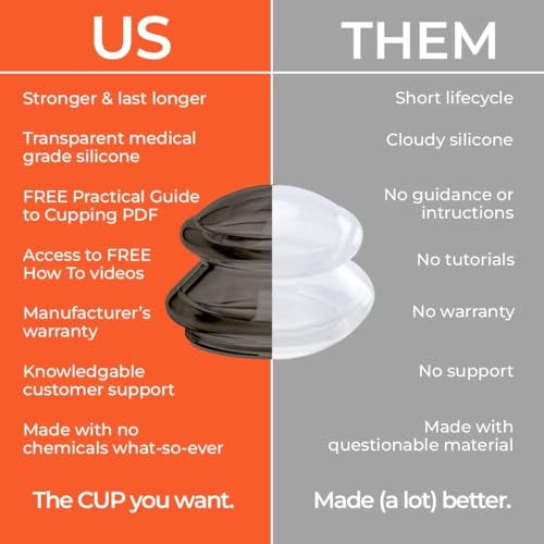 Silicone Cupping Therapy Set Professional Massage Cupping Cups for Cupping Therapy 4 Cup Kit for Massage, Myofascial Release, Cellulite Reduction (Lure Onyx)