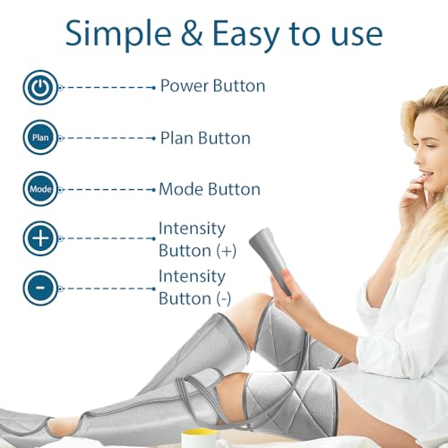 Leg Massager for Circulation - Foot and Calf Massager, Air Compression Leg Wraps Massage Boots Machine for Home Use Leg Massage - scd Machine for Calf, Thigh and Foot Massager, FSA or HSA Eligible