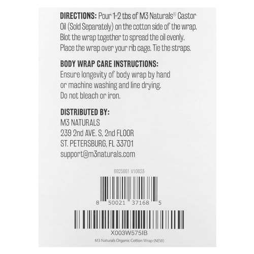 Castor Oil Wrap - Organic Cotton, Reusable Adjustable Pack with Durable Straps and Leak-Resistant Outer Layer, Stomach Wrap for Castor Oil Detox and Wellness (Beige)