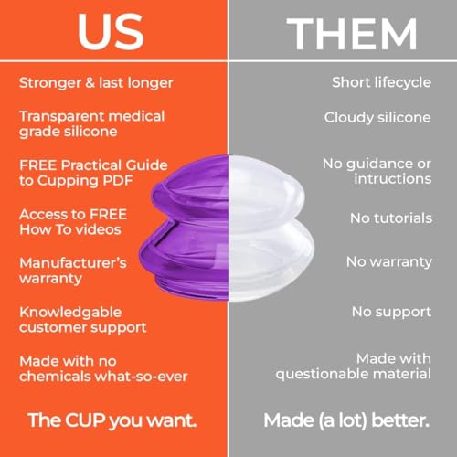 Silicone Cupping Therapy Set Professional Massage Cupping Cups for Cupping Therapy 4 Cup Kit for Massage, Myofascial Release, Cellulite Reduction (Lure Purple)