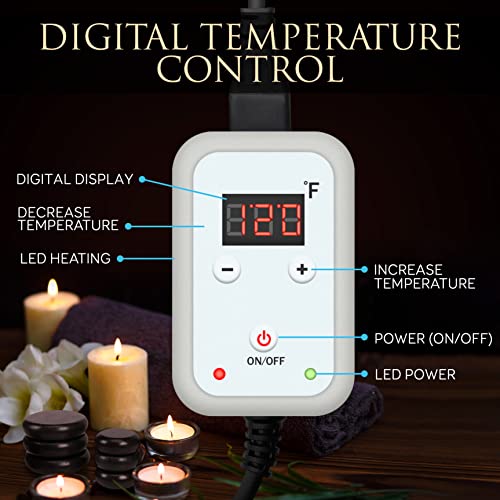SereneLife Massage Stone Warmer Set - Electric Spa Hot Stones Massager & Heater Kit w/ 6 Large and 6 Small Round Shaped Basalt Massaging Rocks, Digital Controller Heating Bag (Black)
