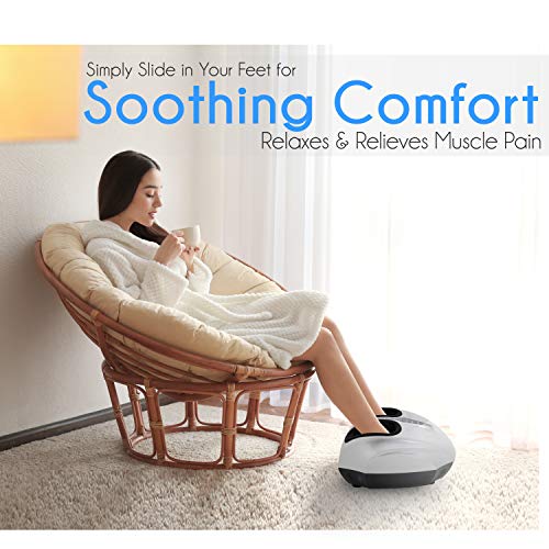 SereneLife Vibration Therapy Full Foot Massager-for Pain Relief and Comfort with Heat Function and Different Intensity Levels,Remote Control-Works On Heels,Toes and Ankles-SereneLife