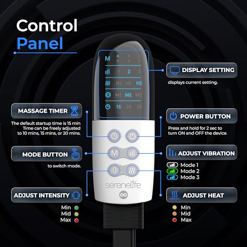 SereneLife Air Compression Leg Massager, Full Leg Massager with Heat and Compression, Portable and Adjustable with 6 Modes 3 Vibrations 3 Intensities, 11 Airbags for Thigh Calf Foot Massage