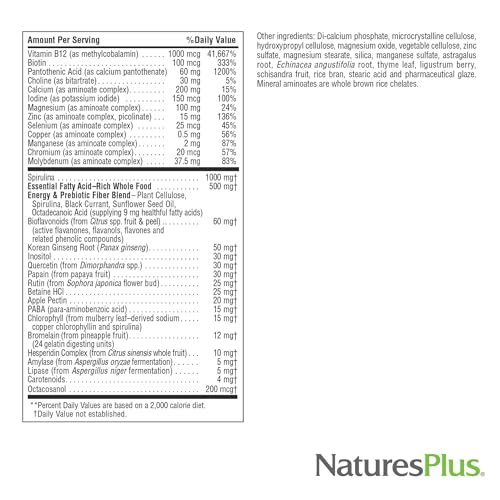 Natures Plus Source of Life No Iron - 180 Mini-Tabs, Pack of 2 - Multi-Vitamin & Mineral Supplement - Supports Natural Energy & Overall Well-Being - Gluten Free, Vegetarian - 60 Total Servings