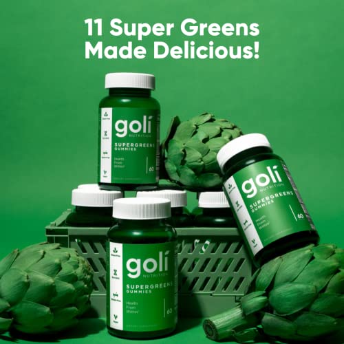 Goli SuperGreen Vitamin Gummy - 300 Count - Essential Vitamins and Minerals - Plant-Based, Vegan, Gluten-Free & Gelatin Free - Health from Within, Pack of 5