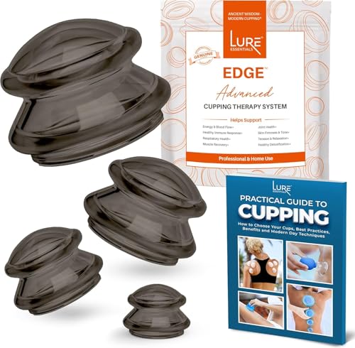 Silicone Cupping Therapy Set Professional Massage Cupping Cups for Cupping Therapy 4 Cup Kit for Massage, Myofascial Release, Cellulite Reduction (Lure Onyx)