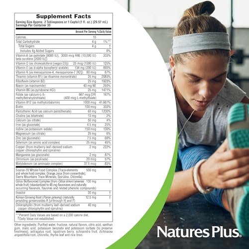 Natures Plus Source of Life Liquid, Tropical Fruit - 30 fl oz, Pack of 2 - Multivitamin & Mineral Supplement - Gluten Free, Vegetarian - 60 Total Servings