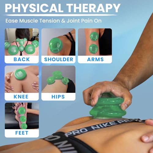 Silicone Cupping Therapy Set Professional Massage Cupping Cups for Cupping Therapy 4 Cup Kit for Massage, Myofascial Release, Cellulite Reduction (Lure Green)