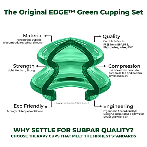 Silicone Cupping Therapy Set Professional Massage Cupping Cups for Cupping Therapy 4 Cup Kit for Massage, Myofascial Release, Cellulite Reduction (Lure Green)