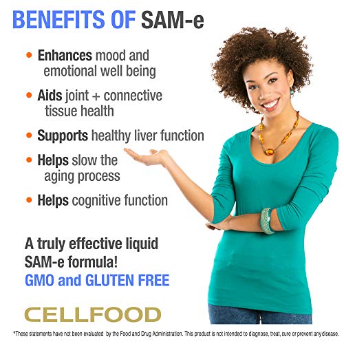Cellfood SAM-e Liquid Formula+ - 1 fl oz, Pack of 2 -Easier Absorption & Better Bioavailability - Gluten Free, Non-GMO - 60-Day Supply