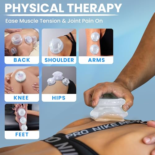 Lure Essentials Edge Silicone Cupping Set, Cupping Kit for Massage Therapy, Long Lasting Cups for Professional & Home Use, Body Sculpt Cup for Cellulite, FSA HSA Eligible, Ultra Transparent Clear