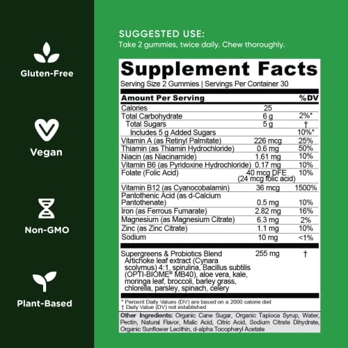 Goli SuperGreen Vitamin Gummy - 300 Count - Essential Vitamins and Minerals - Plant-Based, Vegan, Gluten-Free & Gelatin Free - Health from Within, Pack of 5