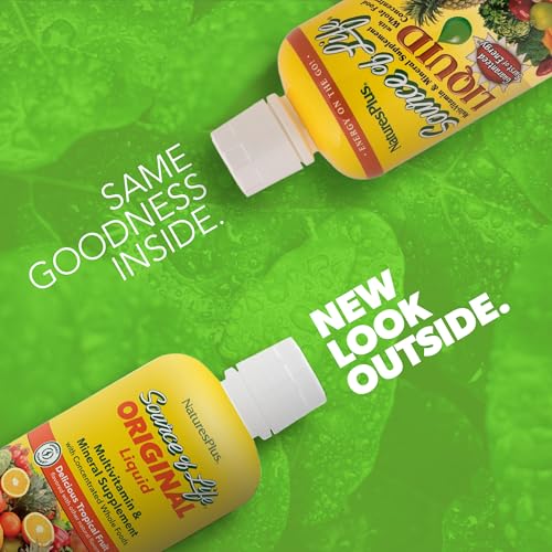 Natures Plus Source of Life Liquid, Tropical Fruit - 30 fl oz, Pack of 2 - Multivitamin & Mineral Supplement - Gluten Free, Vegetarian - 60 Total Servings
