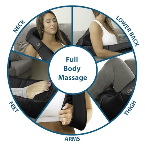 InvoSpa Shiatsu Massager with Heat - Deep Tissue Kneading Pillow for Neck, Shoulders, and Back - Electric Full Body Massage
