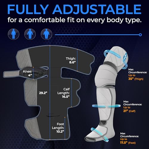 SereneLife Air Compression Leg Massager, Full Leg Massager with Heat and Compression, Portable and Adjustable with 6 Modes 3 Vibrations 3 Intensities, 11 Airbags for Thigh Calf Foot Massage