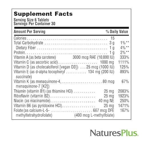 Natures Plus Source of Life No Iron - 180 Mini-Tabs, Pack of 2 - Multi-Vitamin & Mineral Supplement - Supports Natural Energy & Overall Well-Being - Gluten Free, Vegetarian - 60 Total Servings