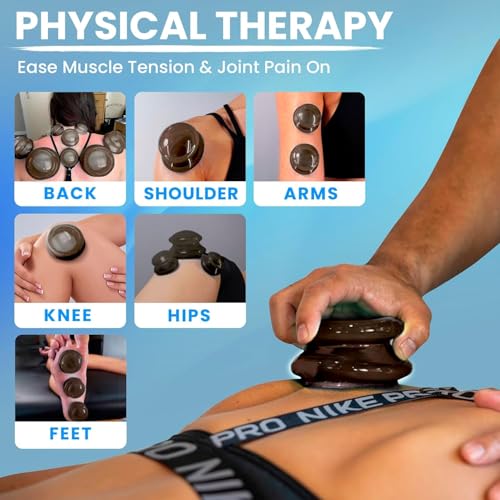 Silicone Cupping Therapy Set Professional Massage Cupping Cups for Cupping Therapy 4 Cup Kit for Massage, Myofascial Release, Cellulite Reduction (Lure Onyx)