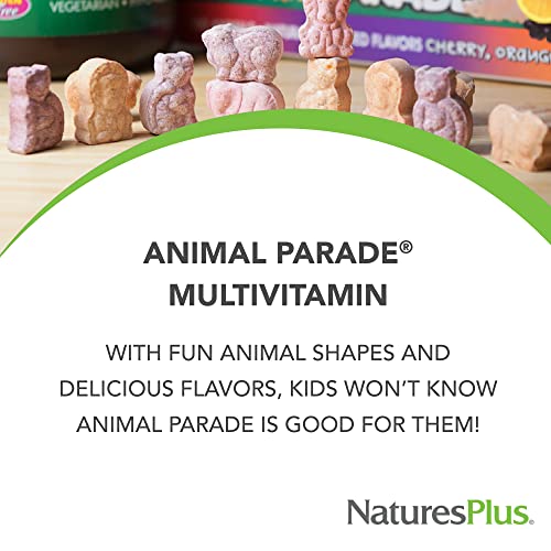 Natures Plus Animal Parade Children's Chewable Multivitamin - 180 Animal-Shaped Tablets, Pack of 3 - Natural Assorted Flavors - Vegan, Gluten Free - 270 Total Servings