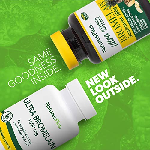 NaturesPlus Ultra Bromelain 1500 mg - 60 Tablets, Pack of 2 - Supports Joints, Digestive Health & Overall Well-Being - Vegetarian, Gluten Free - 120 Total Servings