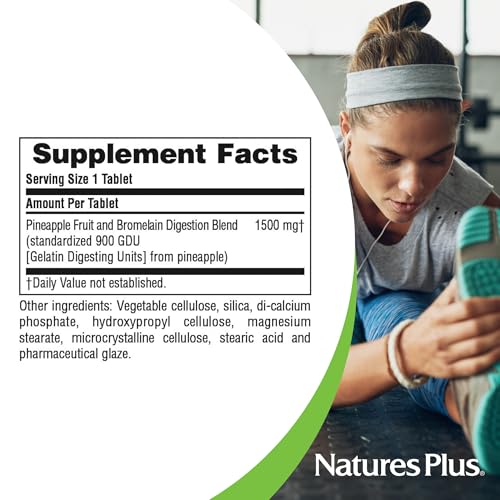 NaturesPlus Ultra Bromelain 1500 mg - 60 Tablets, Pack of 2 - Supports Joints, Digestive Health & Overall Well-Being - Vegetarian, Gluten Free - 120 Total Servings