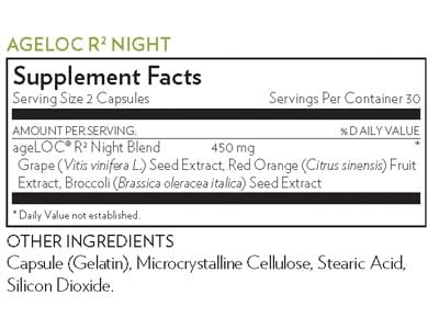 Nu Skin ageLOC R2 Night Blend | Renewal & Energy Supplement | Cellular Detox & Mental Clarity | Dietary Broccoli Seed Extract | Resets Young Gene Clusters | 60 Capsules