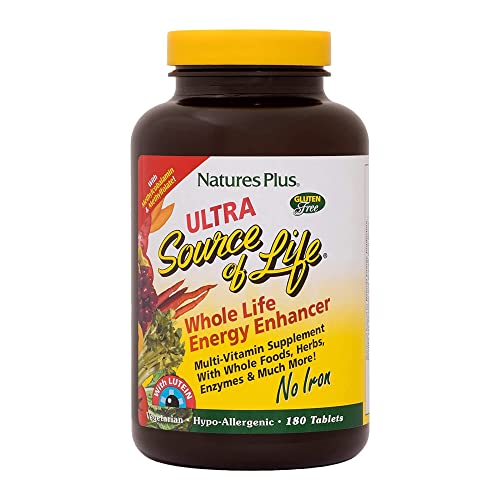 Natures Plus Ultra Source of Life No-Iron Multivitamin - 180 Tablets - Supports Immune Health, Energy & Overall Well-Being - with Lutein & Vitamin D3 - Vegetarian & Gluten Free - 60 Servings