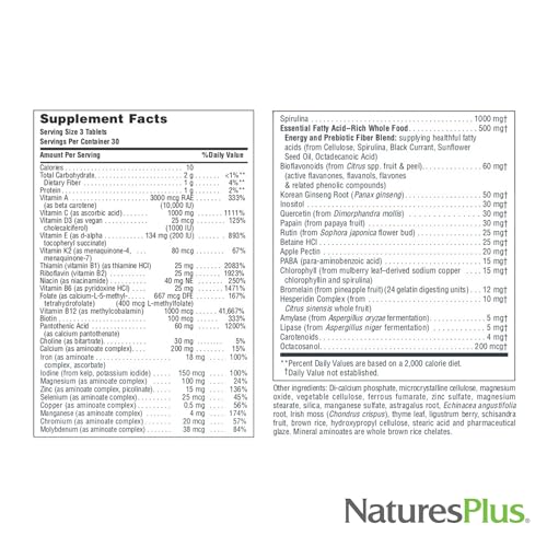 Natures Plus Source of Life - 90 Tablets, Pack of 2 - Multivitamin & Mineral Supplement - Supports Natural Energy & Overall Well-Being - Gluten Free, Vegetarian - 60 Total Servings