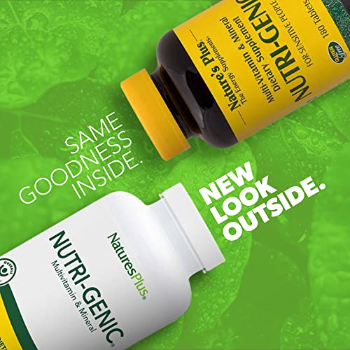 Natures Plus Nutri-Genic Multivitamin - 180 Vegetarian Tablets - Hypo-Allergenic Natural Multivitamin & Mineral Supplement for Sensitive People - Allergen-Free, Gluten-Free - 90 Servings