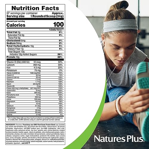 NaturesPlus FRUITEIN Banana Orange Creme Shake - 2.8 lbs - 10 Grams of Plant-Based Protein Per Serving - Supports Energy & Immune System - Vegetarian, Gluten Free & Non-GMO - 37 Servings