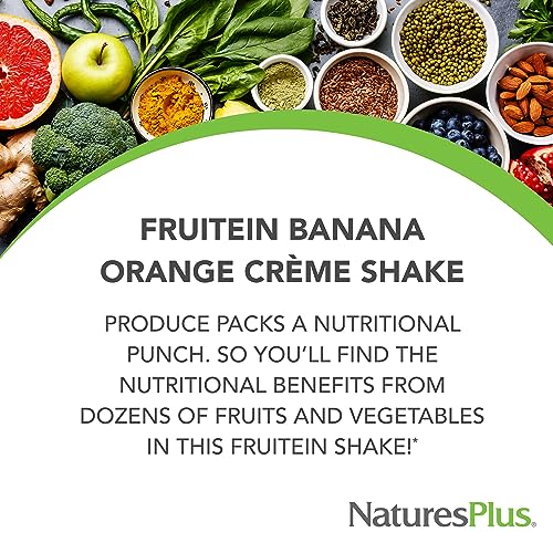 NaturesPlus FRUITEIN Banana Orange Creme Shake - 2.8 lbs - 10 Grams of Plant-Based Protein Per Serving - Supports Energy & Immune System - Vegetarian, Gluten Free & Non-GMO - 37 Servings