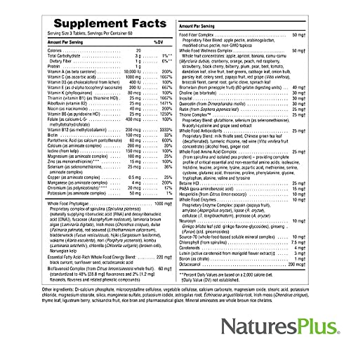 Natures Plus Ultra Source of Life No-Iron Multivitamin - 180 Tablets - Supports Immune Health, Energy & Overall Well-Being - with Lutein & Vitamin D3 - Vegetarian & Gluten Free - 60 Servings