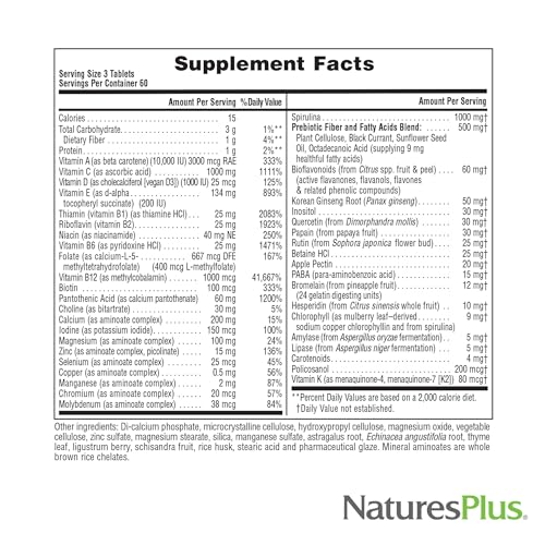 Natures Plus Source of Life No Iron - 180 Tablets, Pack of 2 - Multi-Vitamin & Mineral Supplement - Supports Natural Energy & Overall Well-Being - Gluten Free, Vegetarian - 120 Total Servings