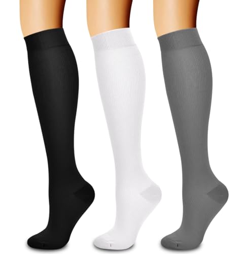 Laite Hebe compression socks,Black+White+Grey,S/M (3 pairs)