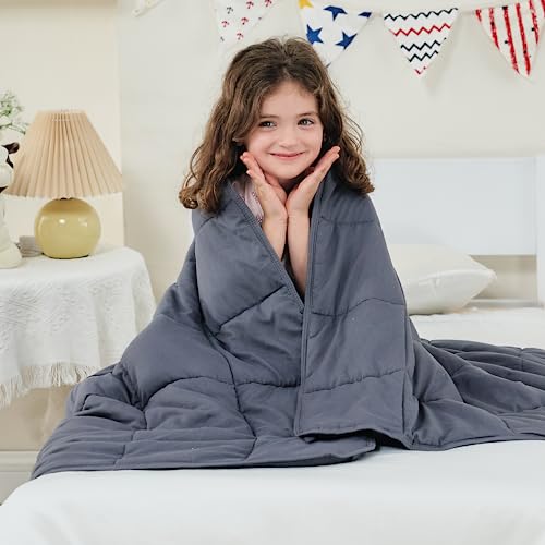 yescool Weighted Blanket (7 lbs, 41" x 60", Grey) Cooling Heavy Blanket for Sleeping Perfect for 60-90 lbs, Breathable Blanket with Premium Glass Bead, Machine Washable