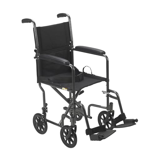 Drive Medical Lightweight Folding Transport Wheelchair - Reliable Mobility Support - Durable Steel Frame - Swing-Away Footrests - Compact Travel Design - Silver