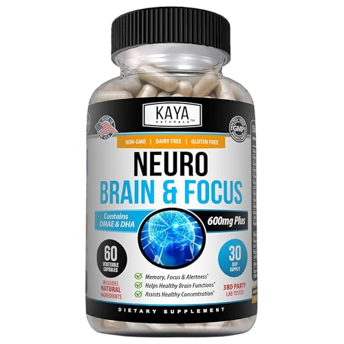 Kaya Naturals - Neuro Brain for Memory & Focus - Nootropic Energy Capsule - Nootropic Brain Support Supplement - Focus & Concentration & Learning Accuracy - Cognitive Function - 60 Count