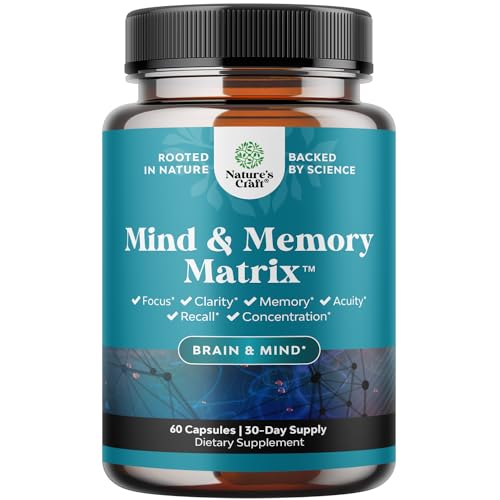 Nootropic Brain Supplement for Memory and Focus Enhancement - Vitamins for Mental Health & Clarity with VIT A, B6, Riboflavin, Niacin, Thiamin & Folate - Cognitive Complex for Mind Vitality - 60 Ct