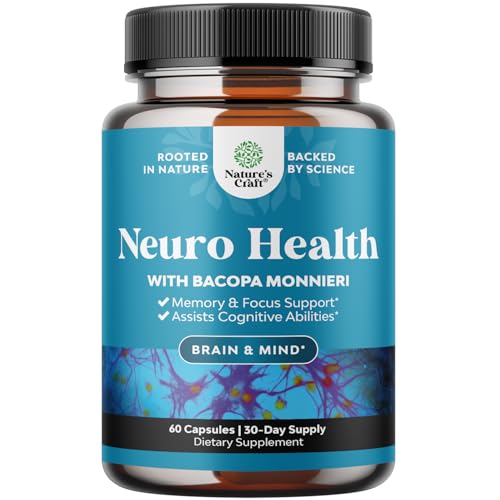 Nootropic Brain Supplement for Memory and Focus Support - Vitamins for Mental Support & Clarity with Bacopa Monnieri, VIT A, B6, Riboflavin, Niacin, Thiamin & Folate - Cognitive Complex - 60 Count