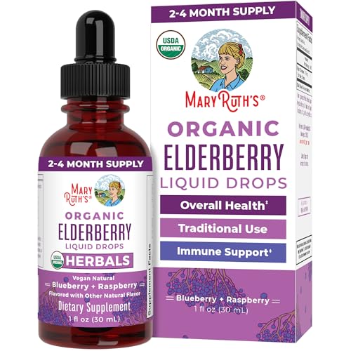 MARYRUTH'S Elderberry Liquid Drops for Adults & Kids | Immune Support | Antioxidant | Overall Wellness | Elder Berry Extract | USDA Organic | Sugar Free | Vegan | Non-GMO | Gluten Free | 1 Fl Oz