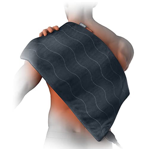 Pure Enrichment PureRelief Pro Far Infrared XL Heating Pad - Muscle Relief for Back, Neck, Shoulder, & Knee Pain in Athletes, 4 Heat Settings, Dry/Moist Heat, 12” x 24” Extra-Long Size (Iron Gray)