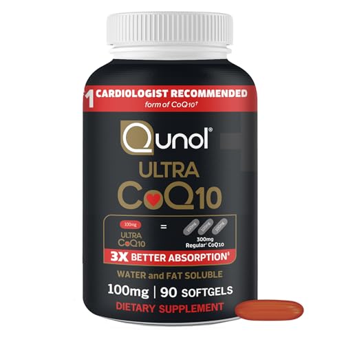Qunol Ultra CoQ10 100mg Softgels- 3x Better Absorption, Antioxidant for Heart Health & Energy Production, Coenzyme Q10 Vitamins and Supplements, 3 Month Supply, 90 Count