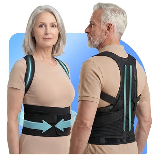 New for 2026 – Posture Corrector for Seniors Women & Men, Advanced Full Back Brace Support for Upper & Lower Back, Spine & Neck Alignment, Reinforced Wide Dual-Layer Waist Support Belt with Shoulder Straightener and Back-Opening Support, Breathable for Daily Wear, Walking & Long Sitting