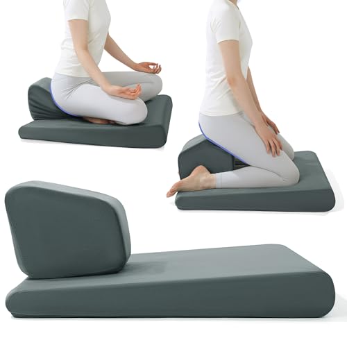 HOMBYS Adjustable Meditation Cushion Set, Thickened Foam Yoga Pillow for Floor Sitting with Hip & Knee Support, Ergonomic Wedge Floor Cushion for Meditation & Mindfulness