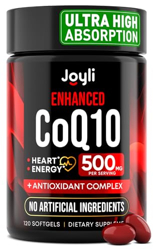 High Absorption CoQ10 500MG - Co Q 10 Supplement 120 Softgels for Heart Health&Energy Production - Enhanced CoQ10 Nutritional Supplements with Coenzyme Q10 - Alternative to coq10 400mg softgels