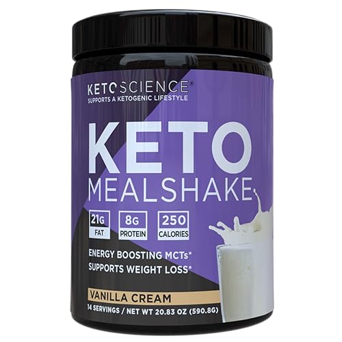 Keto Science Ketogenic Meal Shake Vanilla Dietary Supplement, Keto Protein, Rich in MCTs and Protein, Packed with Collagen, Vitamins and Minerals, Keto and Paleo Friendly, Weight Loss, (14 servings), 20.49 Oz
