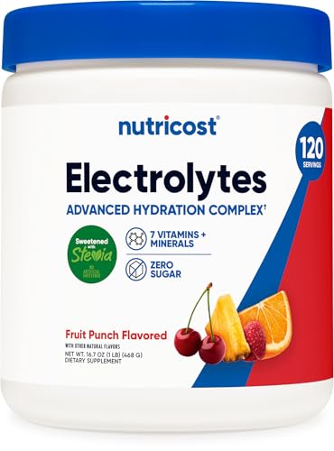 Nutricost Electrolyte Complex Powder (120 Servings, Fruit Punch) - Hydration Supplement Drink Mix with Vitamins and Minerals